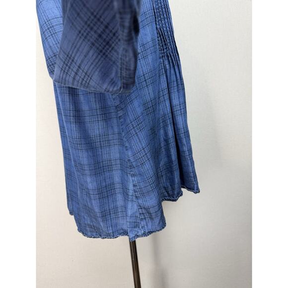 Style & Co. Pintucked Popover Tunic Shirt Women Size 2X Blue Plaid Peasant - Picture 6 of 13